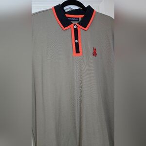 Psycho Bunny Gray Polo with Black and Orange Trim